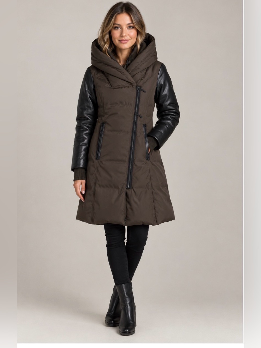 Duck Down Leather Atelier Noir Rudsak Olive Drab Puffer